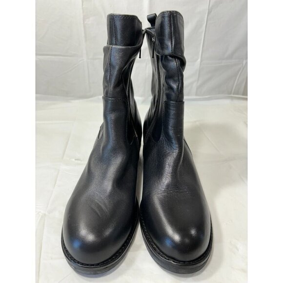 Tara M Devon Zip Up Two Button Black Leather Boots Womens Size 10 - Picture 5 of 11